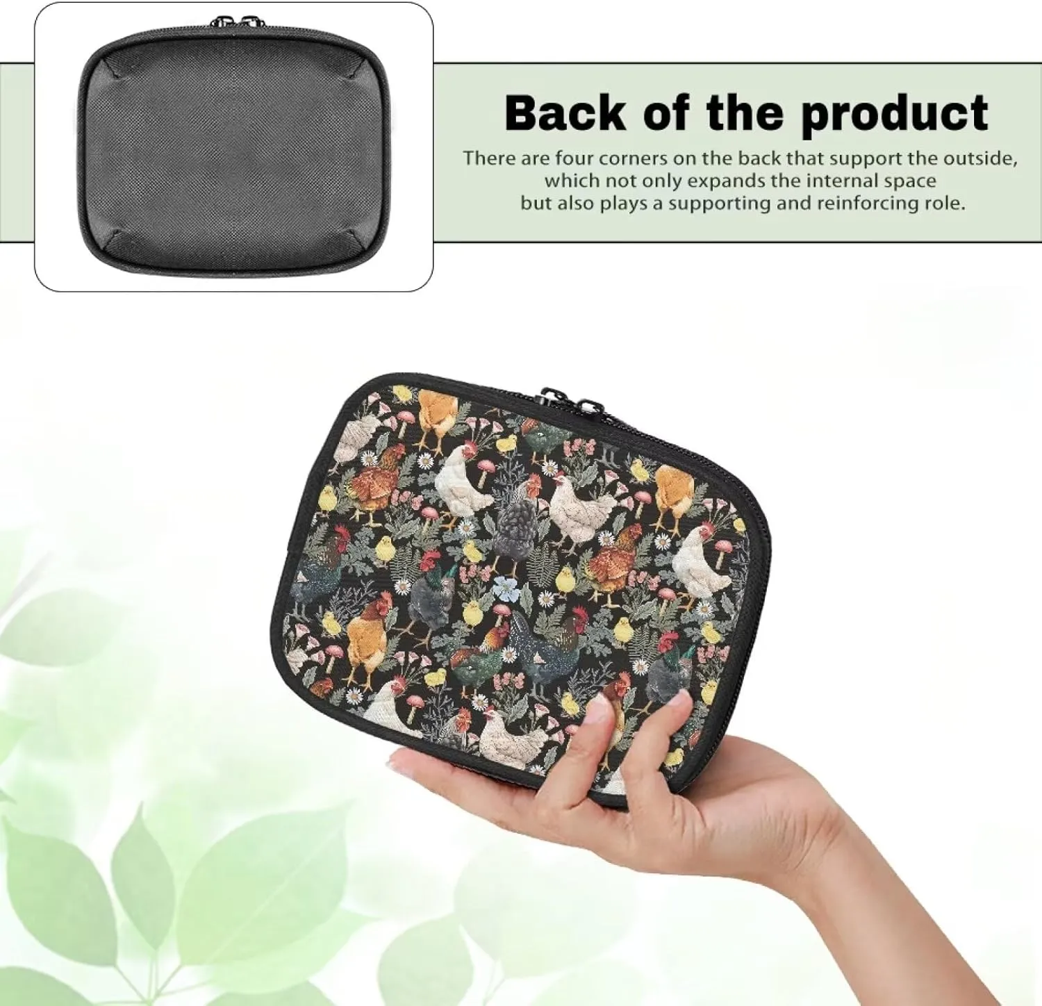 Rnyleeg Travel First Aid Kit Bag for Kids Small First Aid Kit Bag Empty for Home Outdoor Car,Floral Chicken Rooster Print Portable First Aid Kit Bag