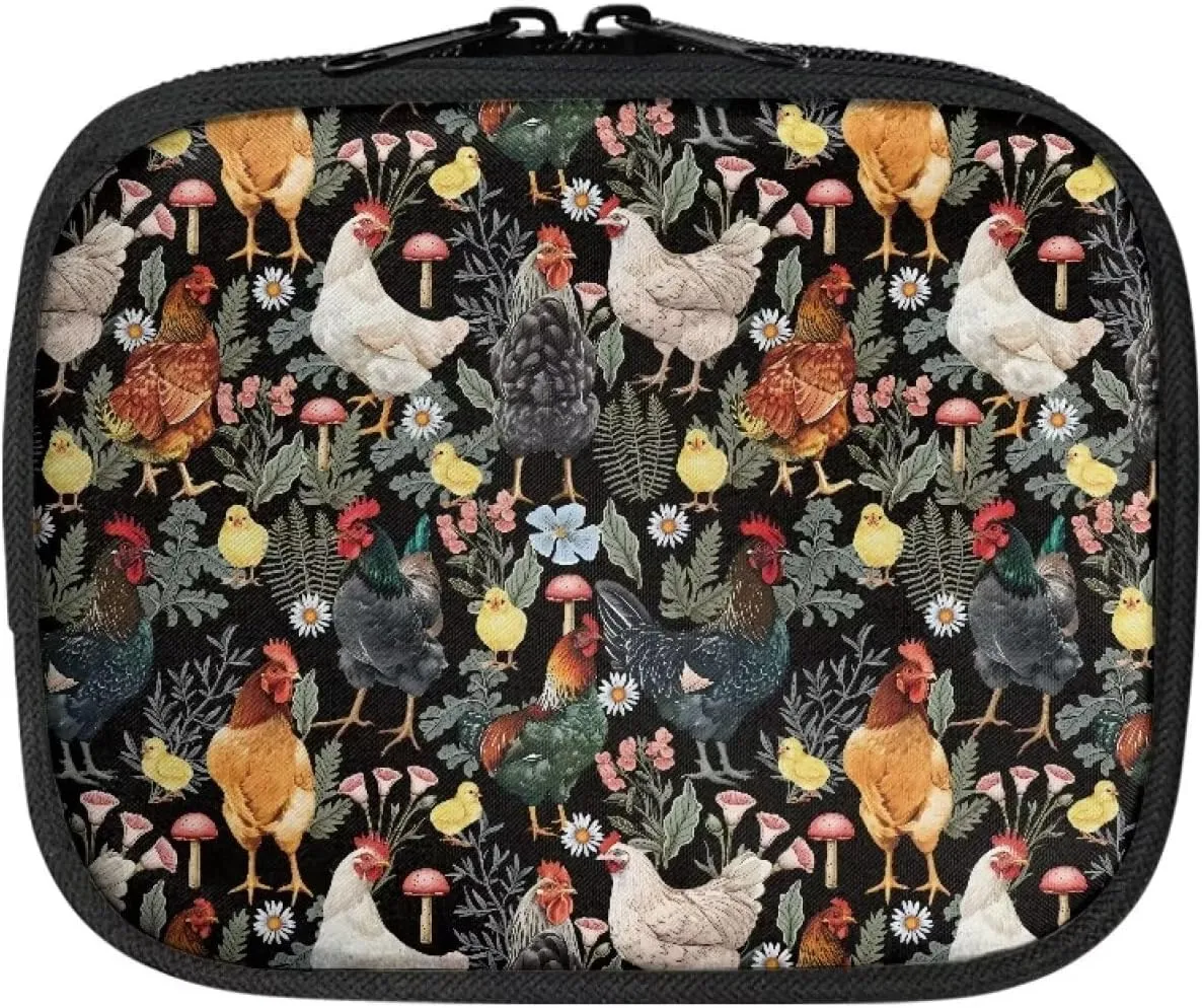 Rnyleeg Travel First Aid Kit Bag for Kids Small First Aid Kit Bag Empty for Home Outdoor Car,Floral Chicken Rooster Print Portable First Aid Kit Bag