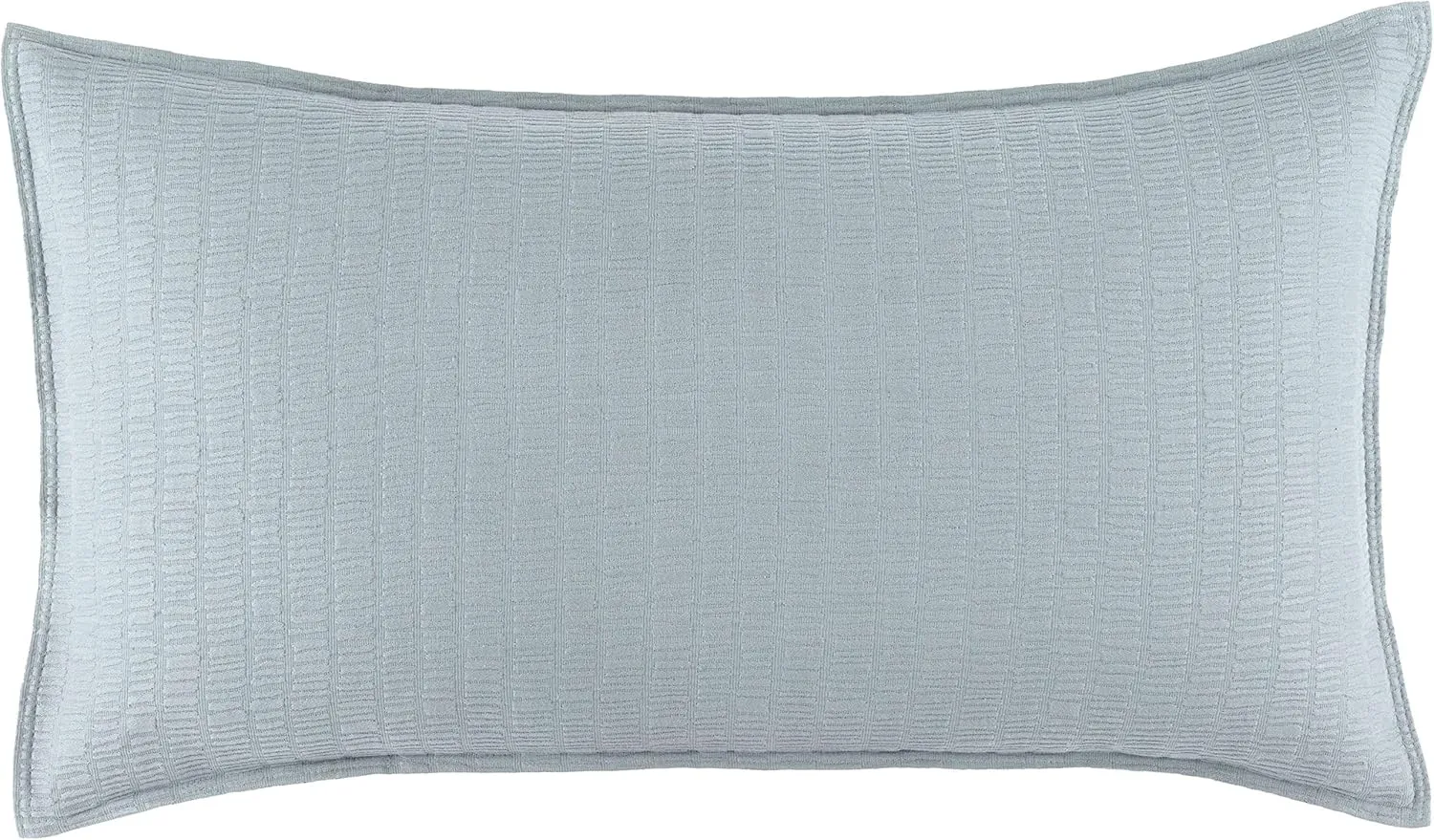 Roark Pewter Blue Matelasse Pillow Sham, Standard Size, Blue Graphic Pattern