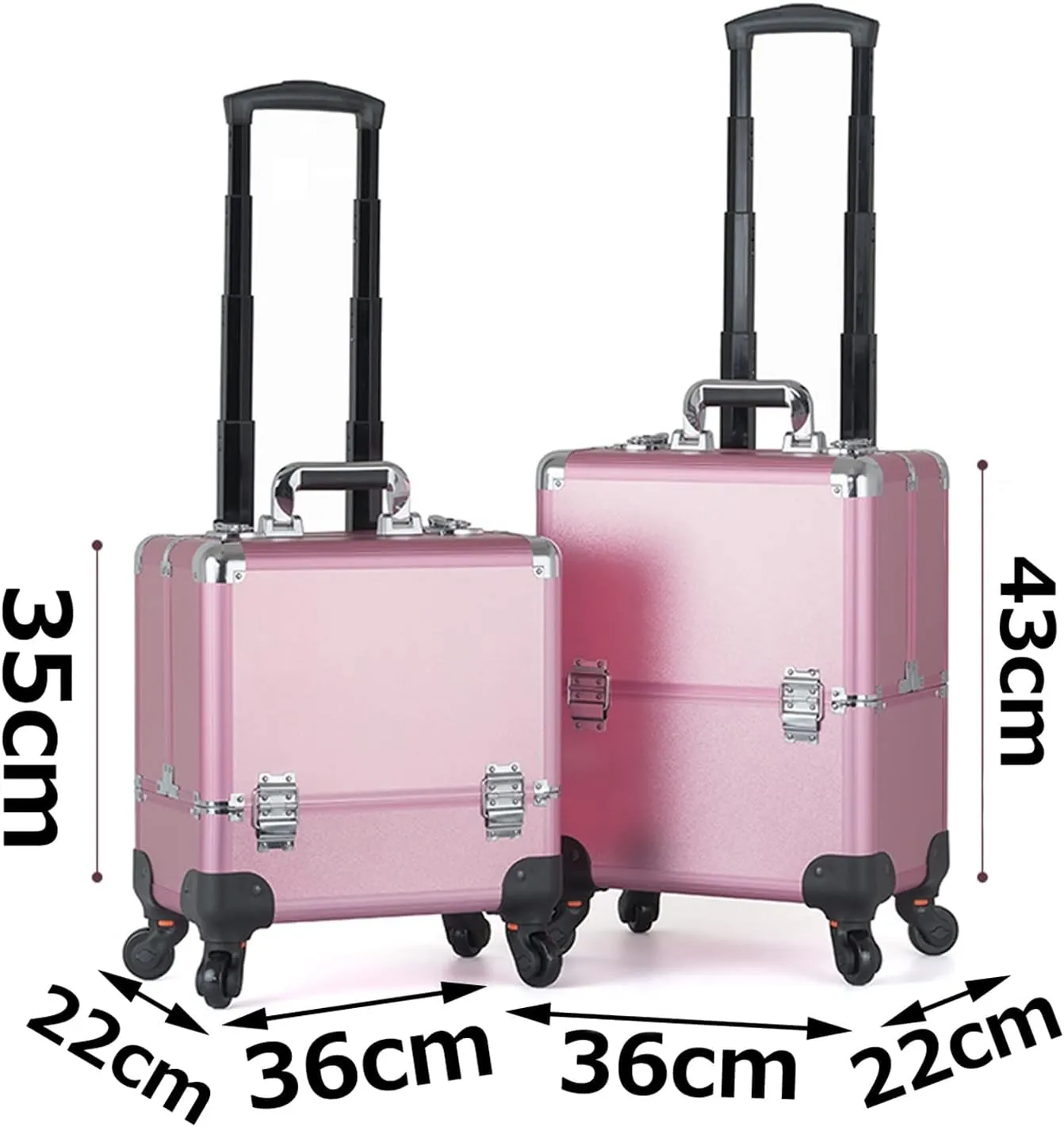 Rolling Makeup Case Professional Makeup Train Case Makeup Artist Travel Organizer , Aluminium Make Up Case, Travel Makeup Train Case Makeup, For Hair Curler Brush Set And Cosmetics,Pink cosmetic case