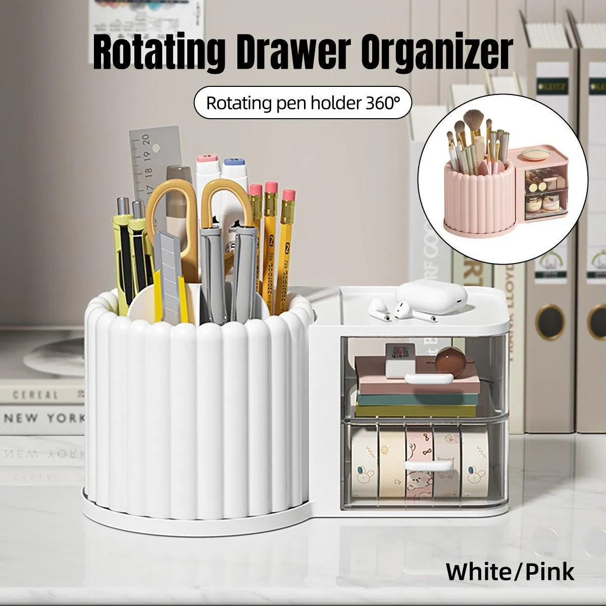 Rotating Cosmetic Pen Holder Dustproof Waterproof Storage Box Sanitary Organizer