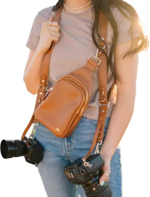 Ruby Rae The Duo Camera Harness & Crossbody Bag, Camera Harness with Removable Crossbody Bag, Vegan Leather, Suede Interior