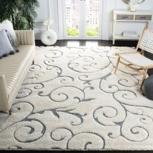 SAFAVIEH Florida Shag Collection Area Rug - 8' x 10', Beige & Blue Grey, Scroll Design, Non-Shedding & Easy Care, 1.2-inch Thick Ideal for High Traffic Areas in Living Room, Bedroom (SG455-1155)