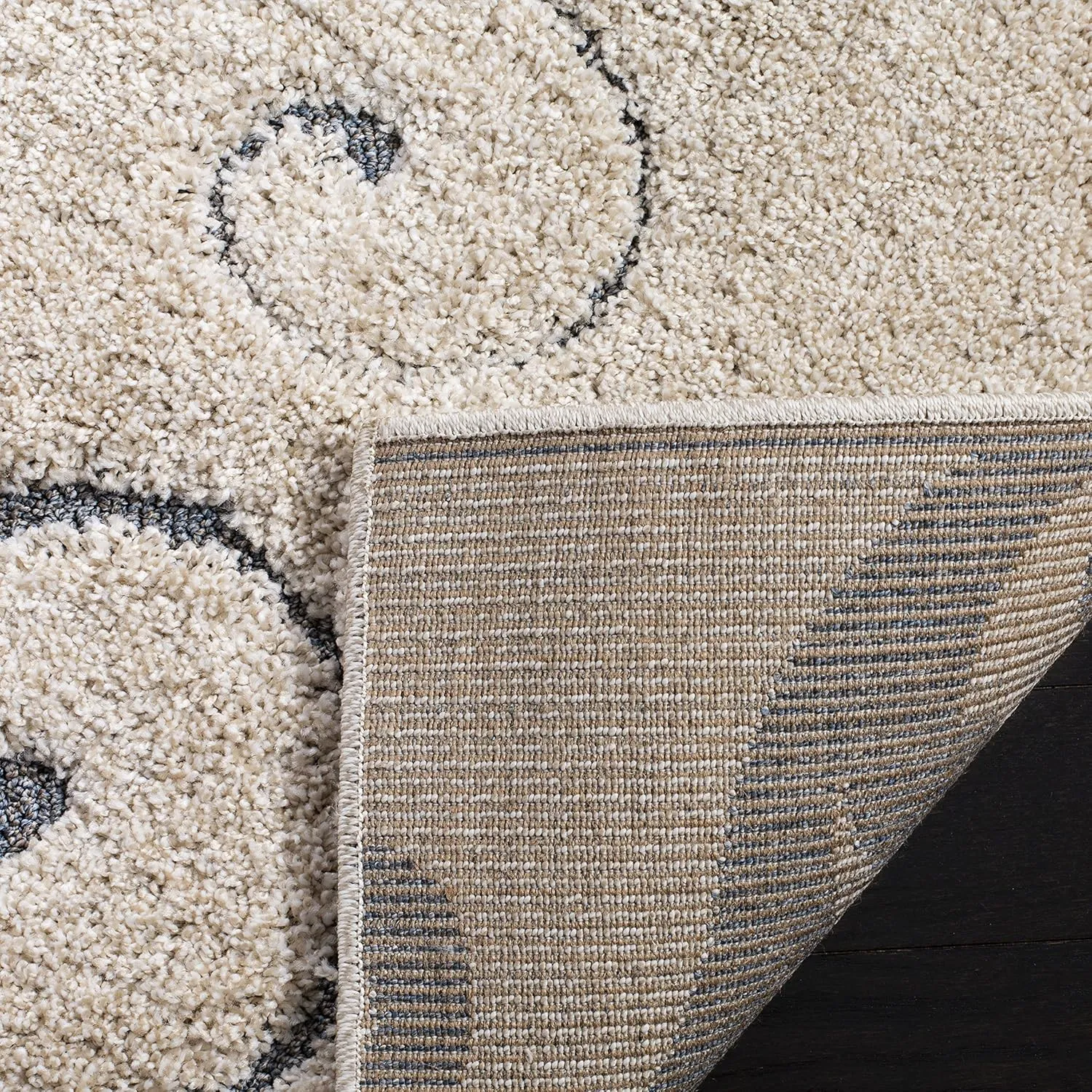 SAFAVIEH Florida Shag Collection Area Rug - 8' x 10', Beige & Blue Grey, Scroll Design, Non-Shedding & Easy Care, 1.2-inch Thick Ideal for High Traffic Areas in Living Room, Bedroom (SG455-1155)