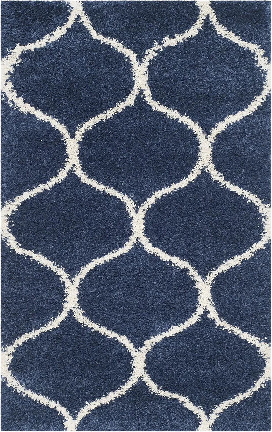 SAFAVIEH Hudson Shag Collection Accent Rug - 2'3" x 3'9", Navy & Ivory, Trellis Design, Non-Shedding & Easy Care, 2-inch Thick Ideal for High Traffic Areas in Entryway, Living Room, Bedroom (SGH280C)