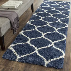 SAFAVIEH Hudson Shag Collection Accent Rug - 2'3" x 3'9", Navy & Ivory, Trellis Design, Non-Shedding & Easy Care, 2-inch Thick Ideal for High Traffic Areas in Entryway, Living Room, Bedroom (SGH280C)