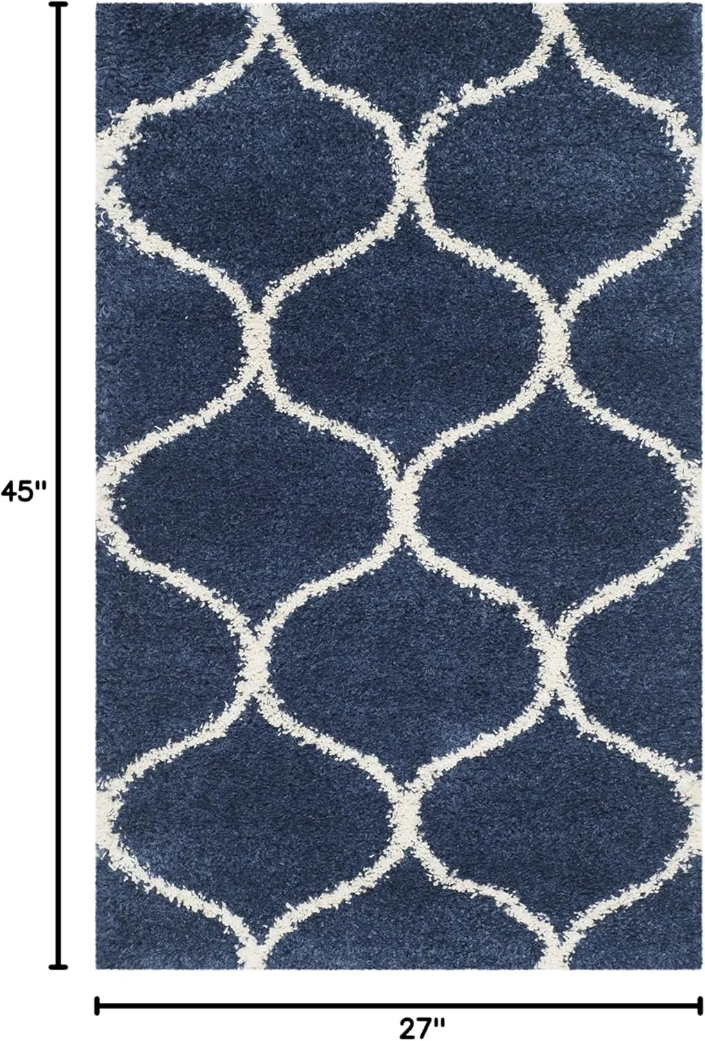 SAFAVIEH Hudson Shag Collection Accent Rug - 2'3" x 3'9", Navy & Ivory, Trellis Design, Non-Shedding & Easy Care, 2-inch Thick Ideal for High Traffic Areas in Entryway, Living Room, Bedroom (SGH280C)