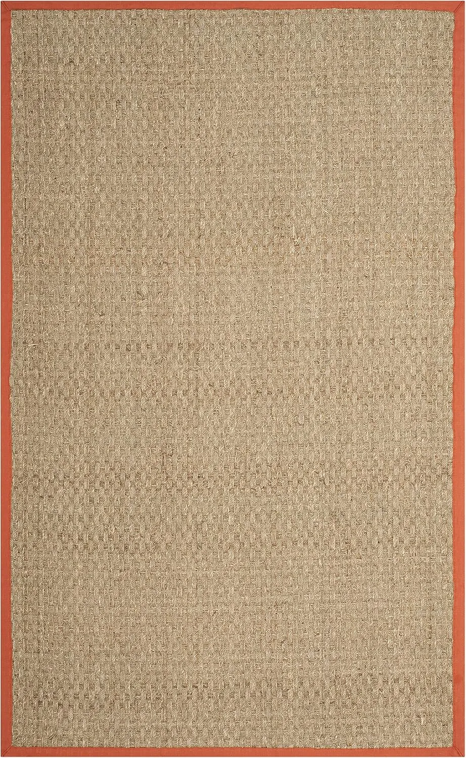 SAFAVIEH Natural Fiber Collection Area Rug - 6' x 9', Natural & Rust, Border Basketweave Seagrass Design, Easy Care, Ideal for High Traffic Areas in Living Room, Bedroom (NF114Y)