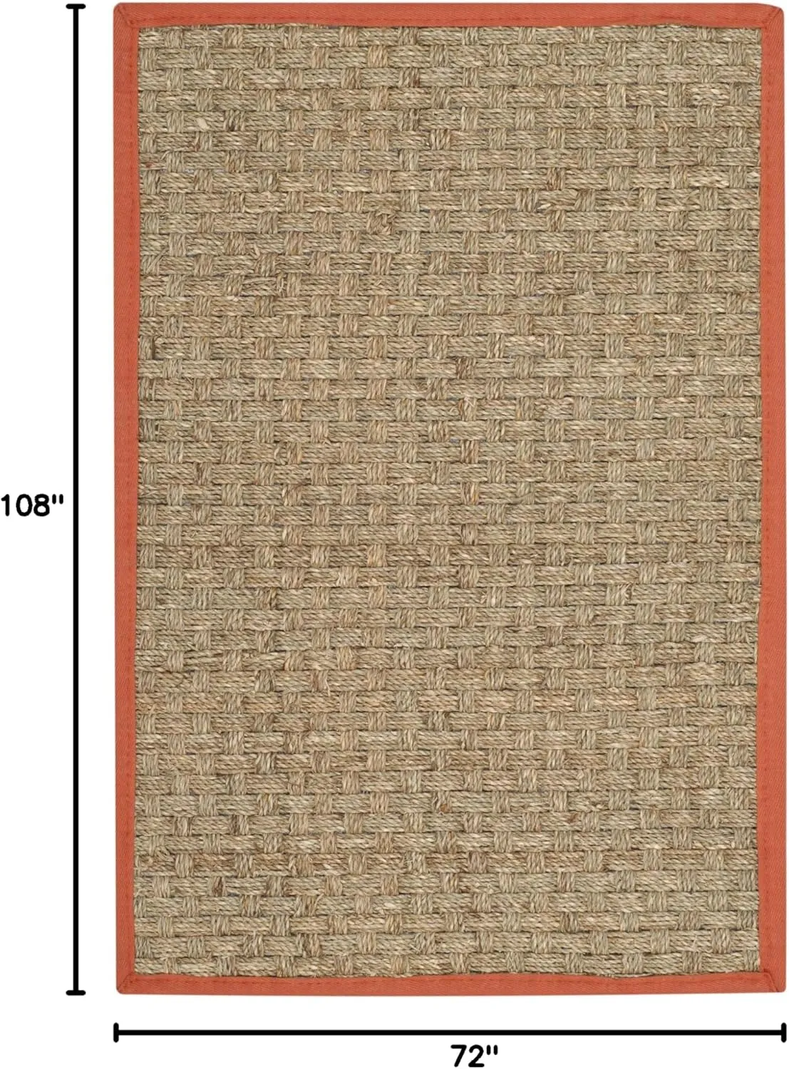 SAFAVIEH Natural Fiber Collection Area Rug - 6' x 9', Natural & Rust, Border Basketweave Seagrass Design, Easy Care, Ideal for High Traffic Areas in Living Room, Bedroom (NF114Y)