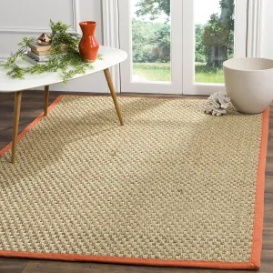 SAFAVIEH Natural Fiber Collection Area Rug - 6' x 9', Natural & Rust, Border Basketweave Seagrass Design, Easy Care, Ideal for High Traffic Areas in Living Room, Bedroom (NF114Y)