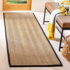 SAFAVIEH Natural Fiber Collection Runner Rug - 2'6" x 6', Natural & Black, Border Herringbone Seagrass Design, Easy Care, Ideal for High Traffic Areas in Living Room, Bedroom (NF115C)