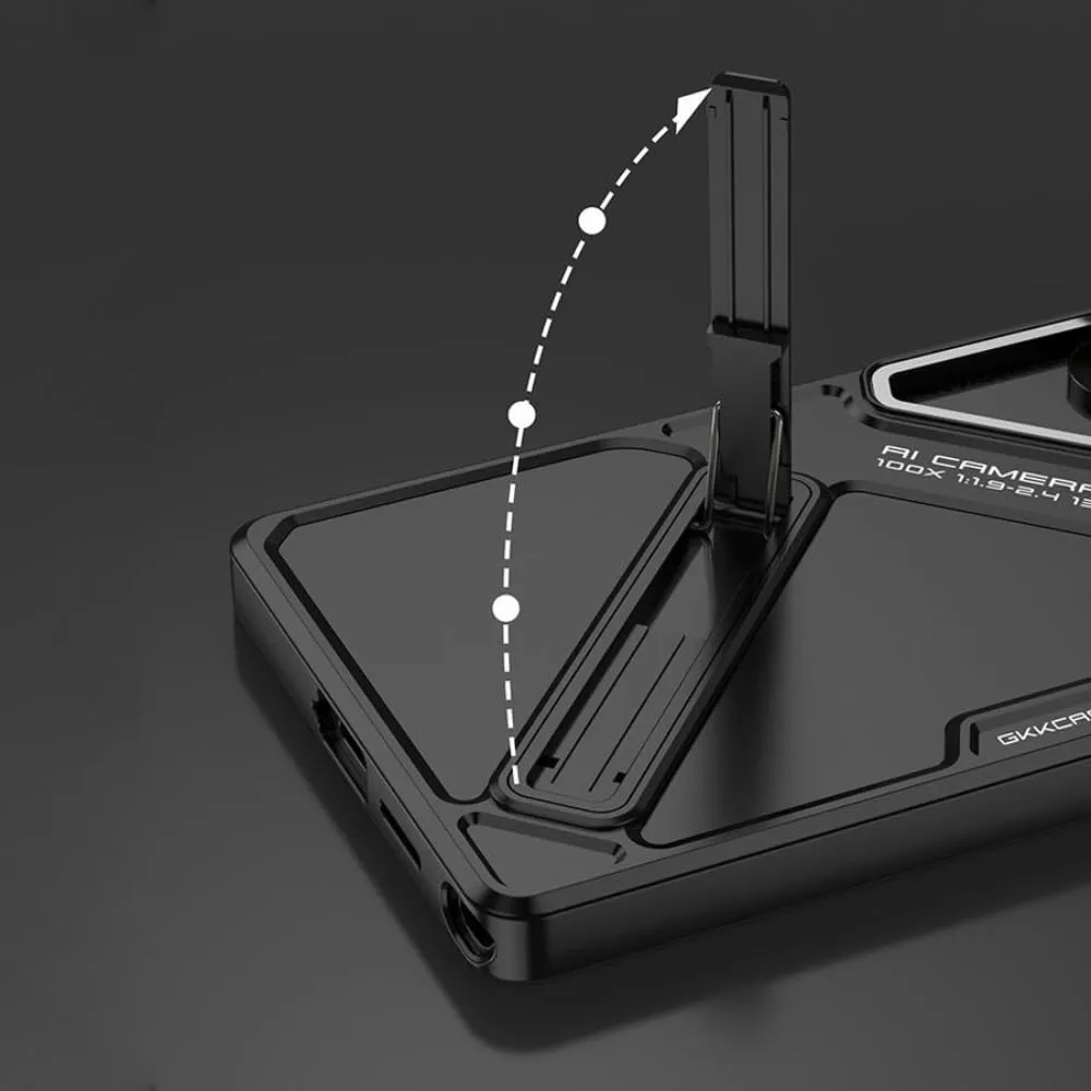 Samsung Galaxy S24 Ultra Stand Case, Hard PC Ultra Slim Built-in Camera Glass Protector Kickstand Case - Titanium