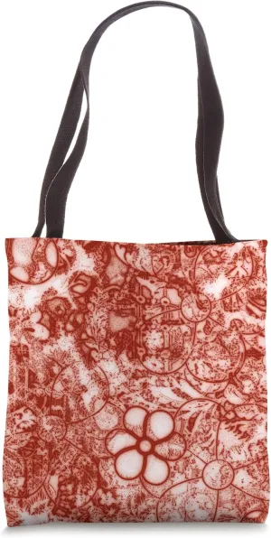 Sanguine Red Floral Pattern Design Tote Bag
