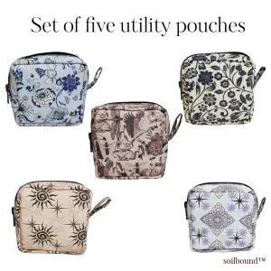 SANITARY NAPKIN, JEWELLERY, COSMETIC, TOILETRY, MEDICINE, MAKEUP POUCH ( SET OF 5 )