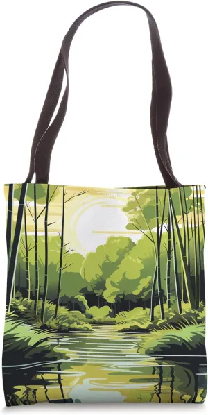 Saturated Forest Delight Tranquil Bamboo Bliss Tote Bag
