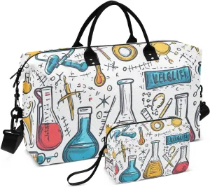 Science Bottle Duffel Bag for Traveling, Gym Bags with Multiple Interior Pockets for Women Men Toiletry Purse Included 20.5”x 1.9” x 13.8”