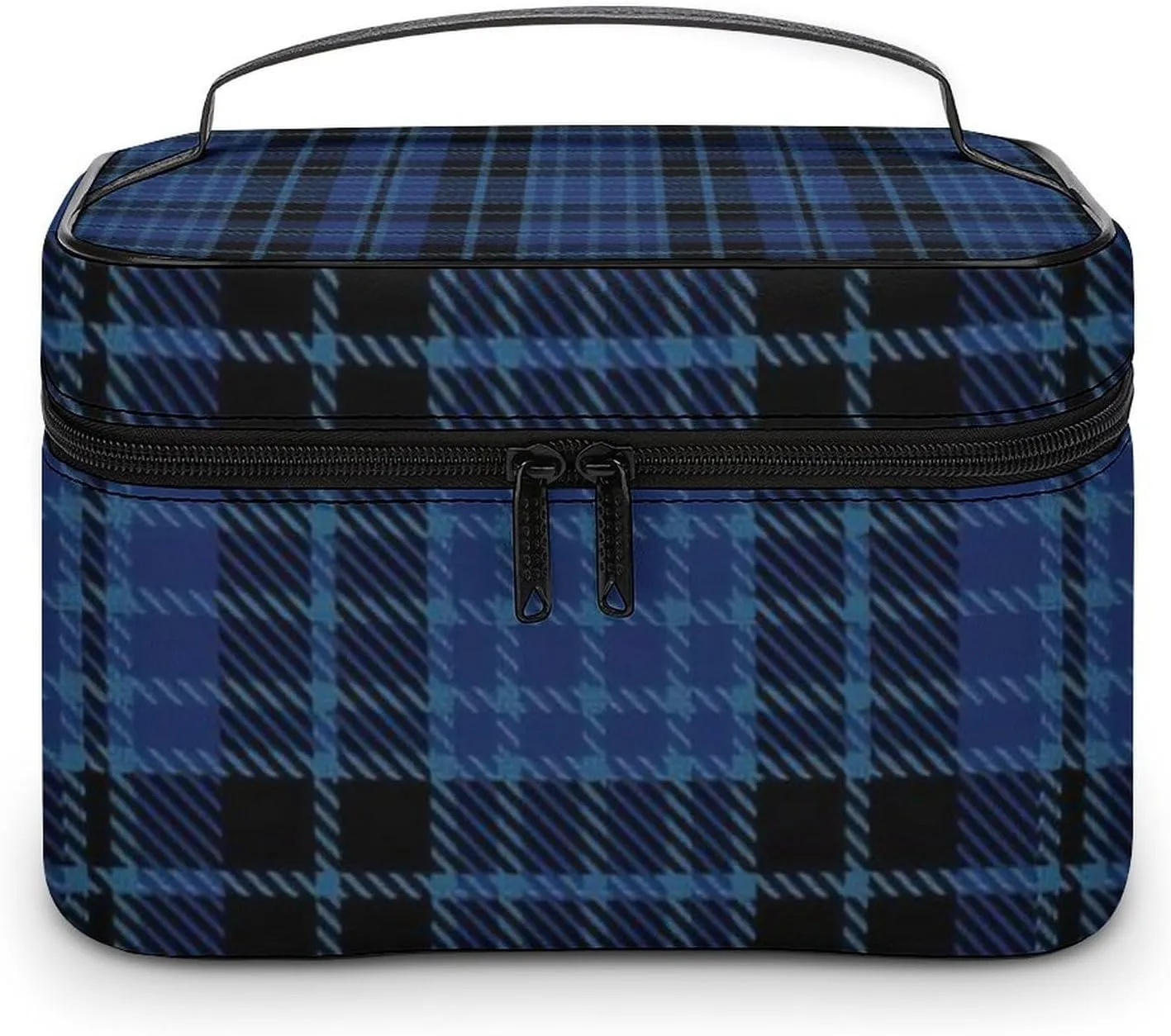 Scottish Clergy Blue Black White Tartan Large Capacity Soft And High-value Practical Makeup And Wash Bag