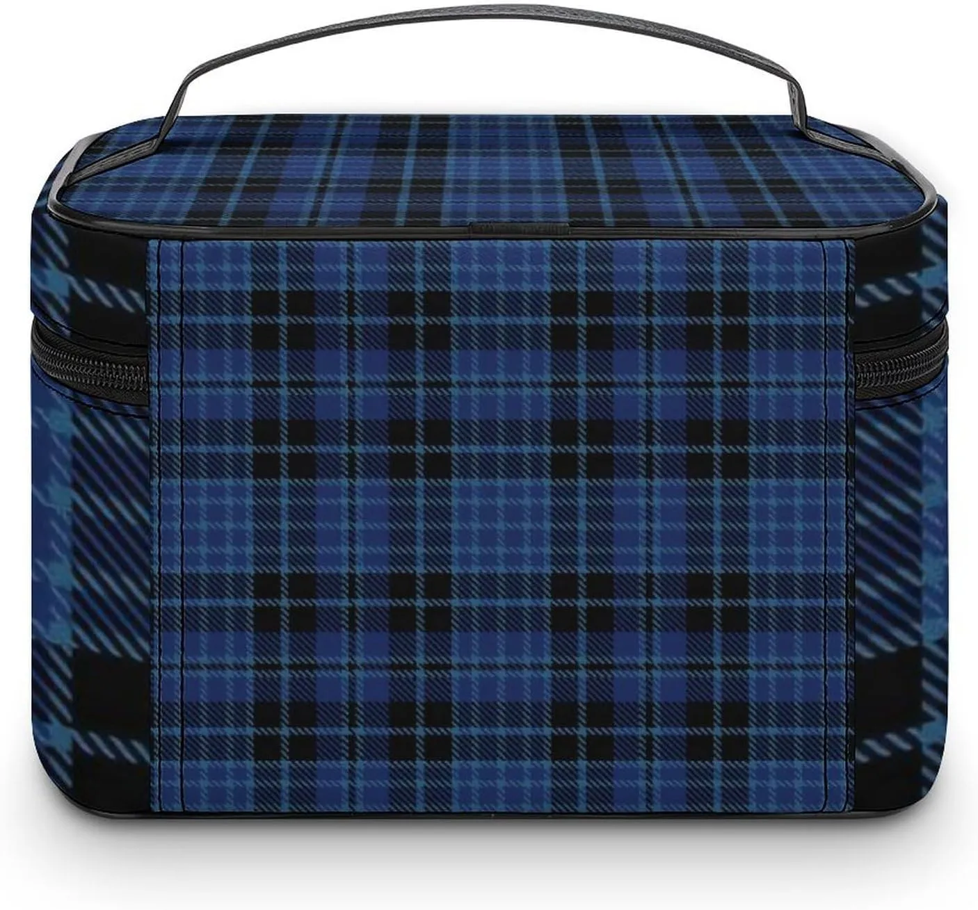 Scottish Clergy Blue Black White Tartan Large Capacity Soft And High-value Practical Makeup And Wash Bag