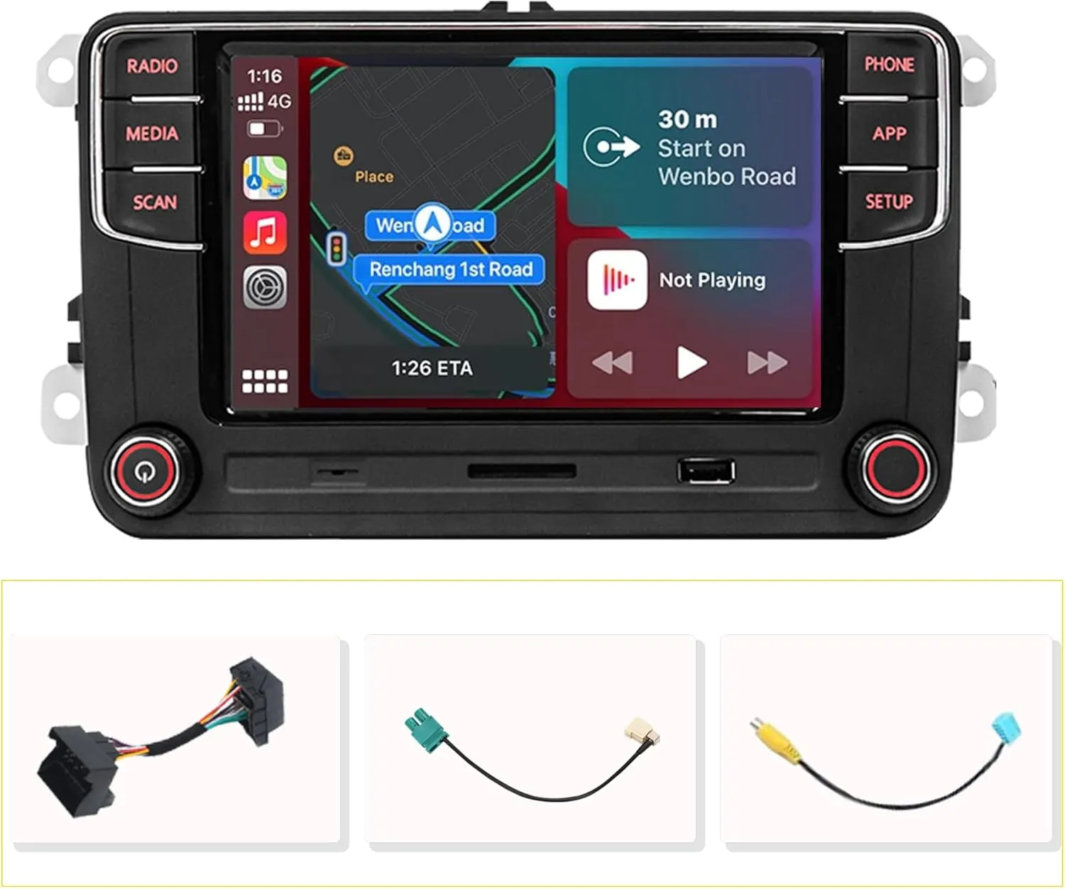 SCUMAXCON Car Stereo Radio RCD360 PRO3S Wireless Carplay Android Auto OPS Bluetooth USB SD FM/AM 6.5inch Touchscreen for Golf MK5 MK5 Passat Jetta Polo EOS CC (Backup Camera Function Deactivated)