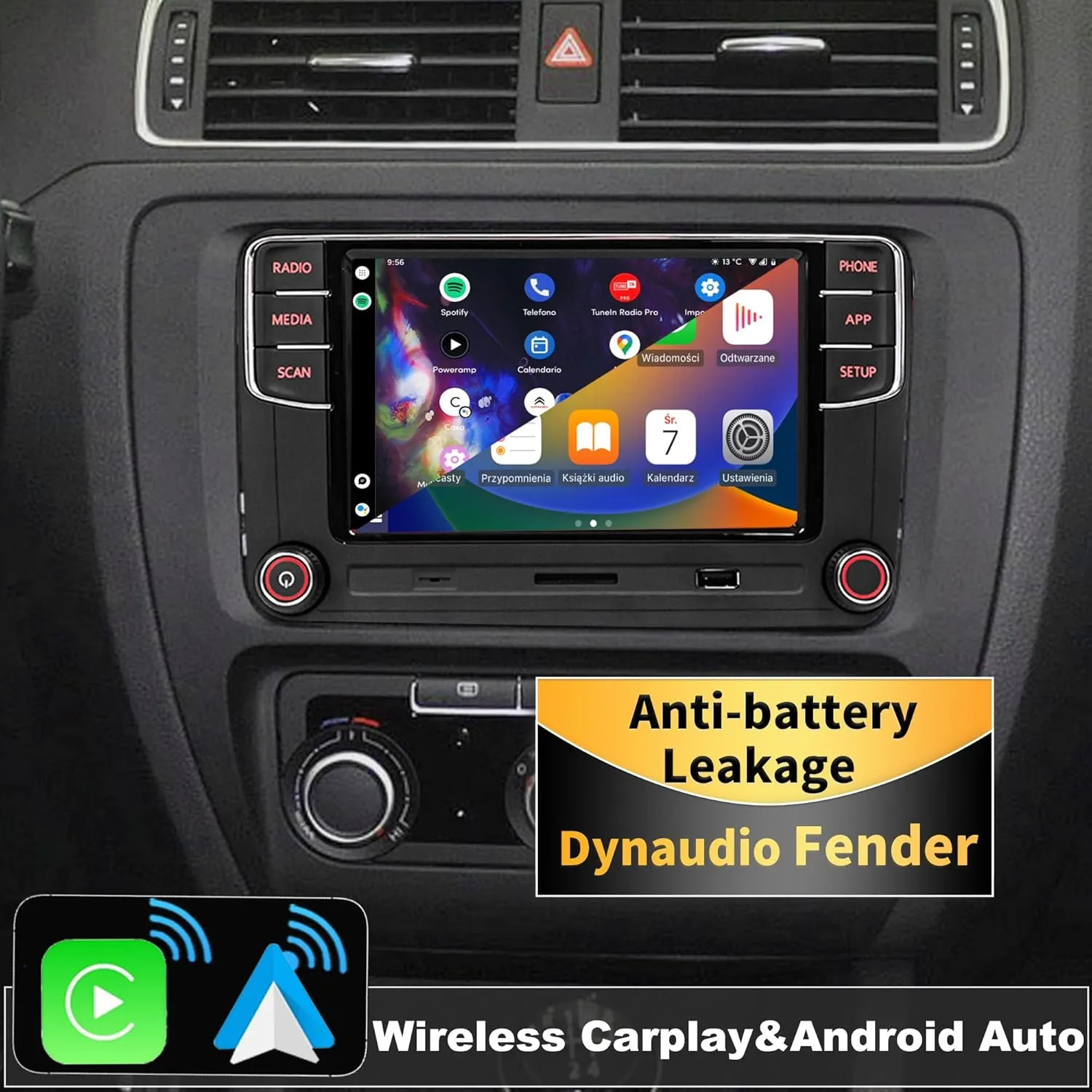 SCUMAXCON Car Stereo Radio RCD360 PRO3S Wireless Carplay Android Auto OPS Bluetooth USB SD FM/AM 6.5inch Touchscreen for Golf MK5 MK5 Passat Jetta Polo EOS CC (Backup Camera Function Deactivated)