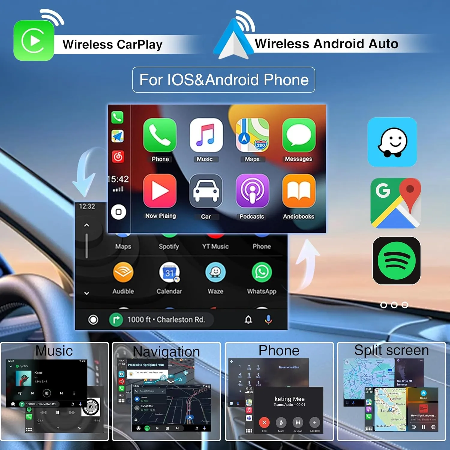 SCUMAXCON Car Stereo Radio RCD360 PRO3S Wireless Carplay Android Auto OPS Bluetooth USB SD FM/AM 6.5inch Touchscreen for Golf MK5 MK5 Passat Jetta Polo EOS CC (Backup Camera Function Deactivated)