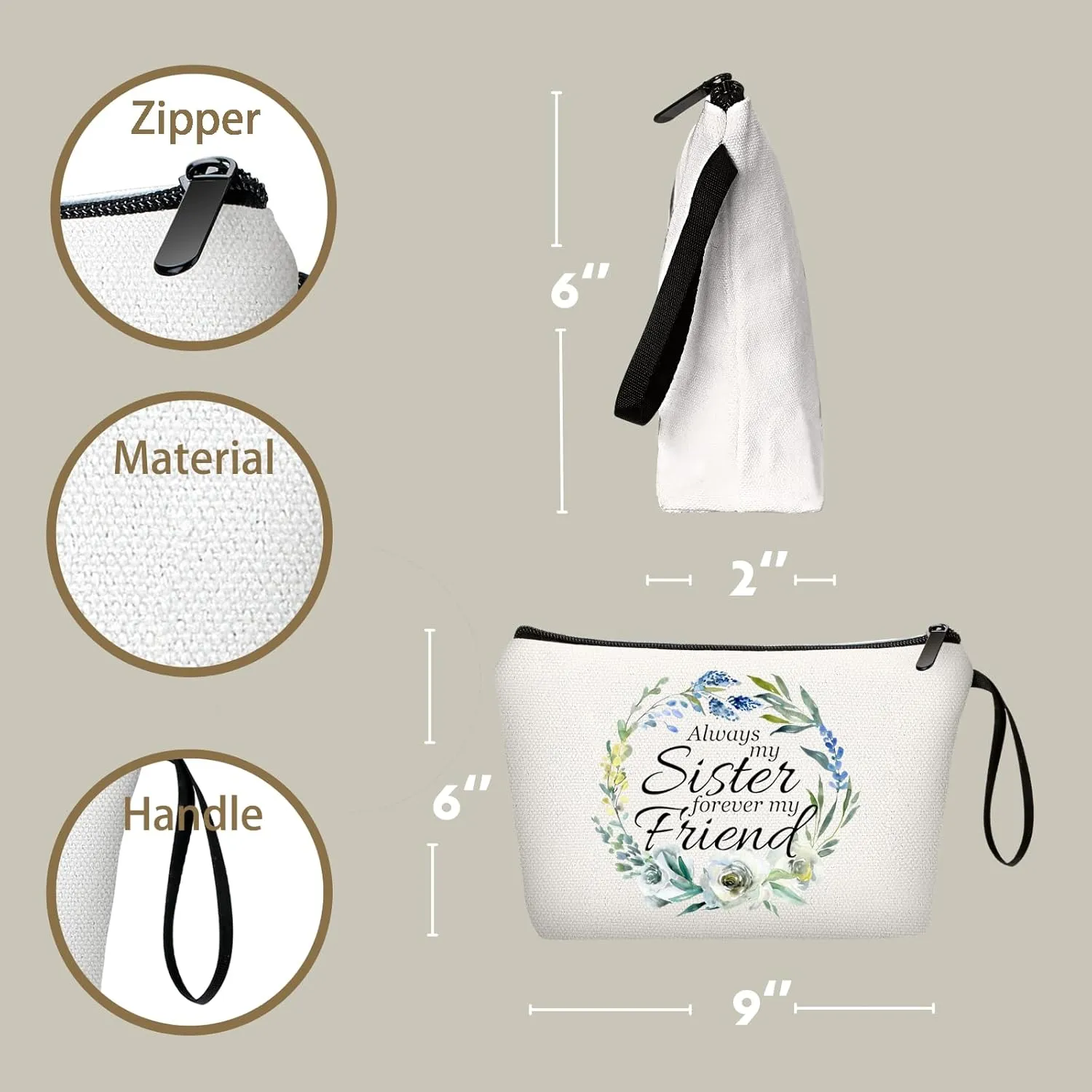 SEAMOON Sister Gifts - Birthday Gift Bags for Her, Travel Cosmetic & Makeup Bag