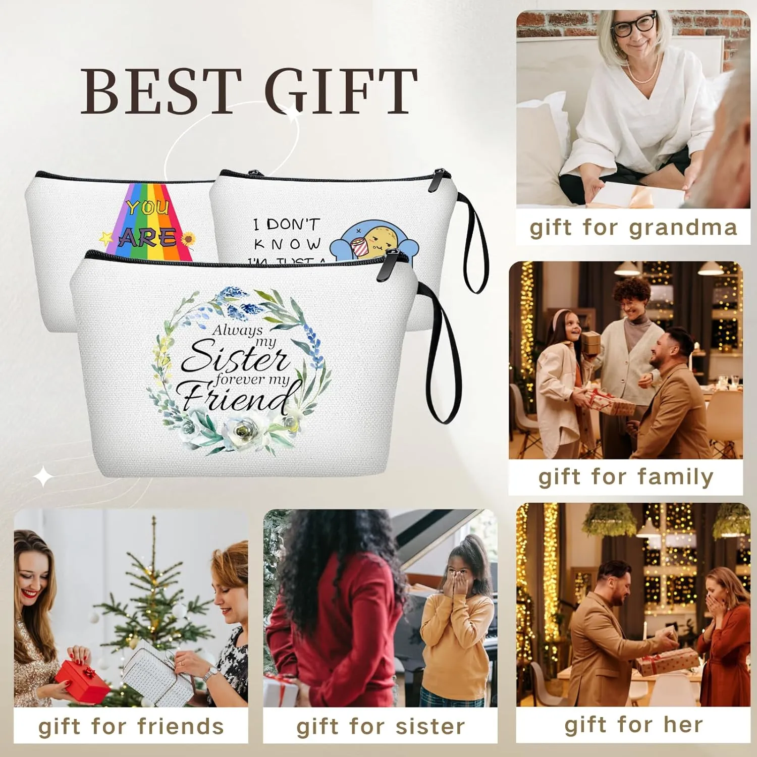 SEAMOON Sister Gifts - Birthday Gift Bags for Her, Travel Cosmetic & Makeup Bag
