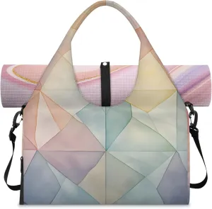 Shapes Papers Wall Gym Bag Yoga Mat Tote for Women with Shoes Compartment Lightweight Duffle Travel Carrier Wet Dry Storage Pockets Adjustable Pilates Mats Shoulder Bags for Sport Swim