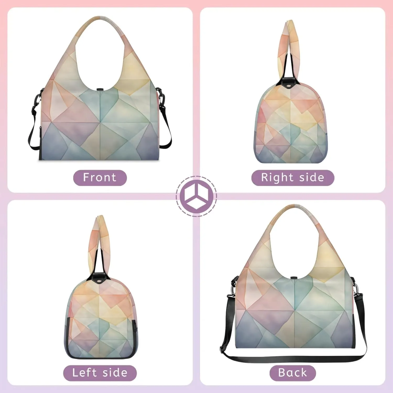 Shapes Papers Wall Gym Bag Yoga Mat Tote for Women with Shoes Compartment Lightweight Duffle Travel Carrier Wet Dry Storage Pockets Adjustable Pilates Mats Shoulder Bags for Sport Swim