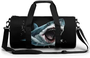 Shark Bite Gym Bag for Women Men Travel Duffle Bag Carry on Weekender Tote Bag Lightweight