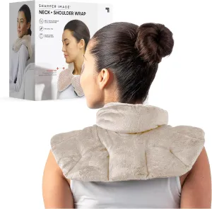 Sharper Image Unscented Heated Neck & Shoulder Wrap - Microwavable Warm & Cooling Plush Pad, Weighted for Pain, Tension & Stress Relief Therapy, Gift for Women & Men