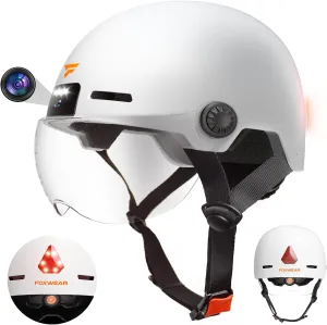 SHERRYFISH Smart Bike Helmet for Adult, Helmet with 1080P Camera(32GB TF Card Included), Helmet Video Recorder with Security Lights for Safe Riding，Motorcycle Helmet