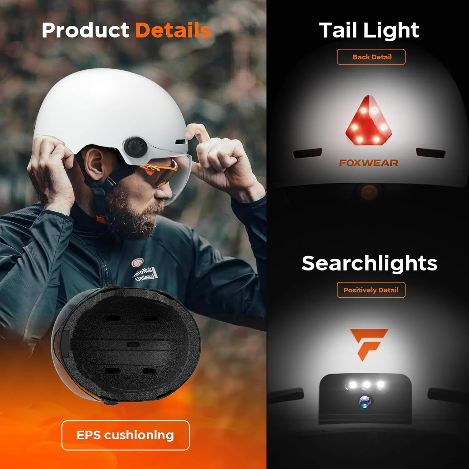 SHERRYFISH Smart Bike Helmet for Adult, Helmet with 1080P Camera(32GB TF Card Included), Helmet Video Recorder with Security Lights for Safe Riding，Motorcycle Helmet
