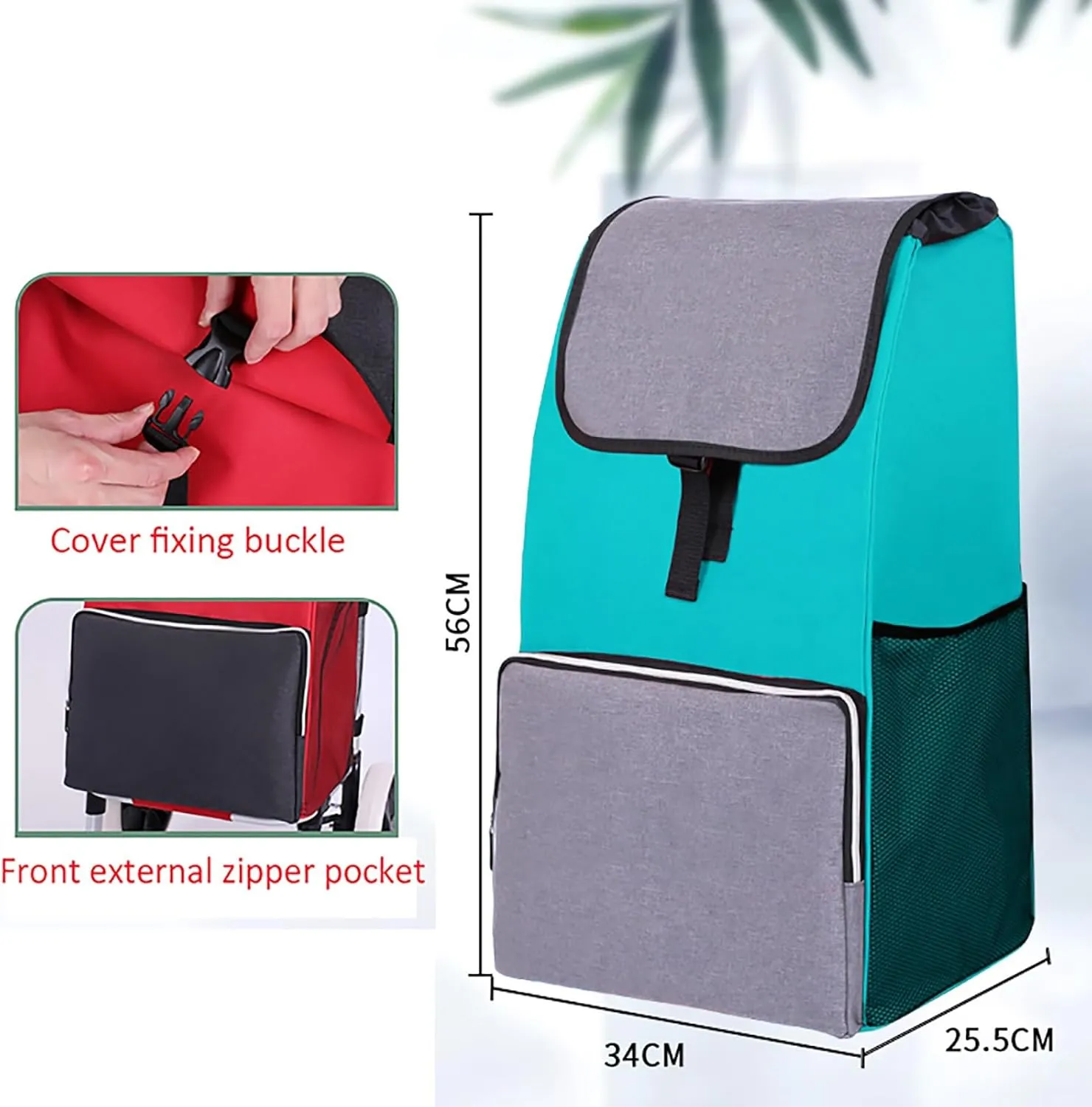 Shopping Cart Replacement Trolley, Waterproof Spare Storage Bag with Side and Front Pockets - 48L