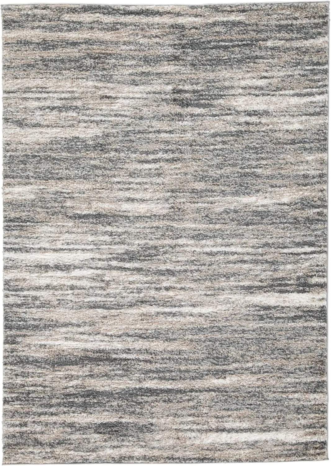 Signature Design by Ashley Gizela Contemporary 8 x 10 High Pile Striped Design Rug, Ivory, Gray & Beige