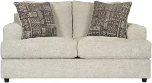 Signature Design by Ashley Soletren Contemporary Chenille Loveseat with 2 Accent Pillows, Off-White