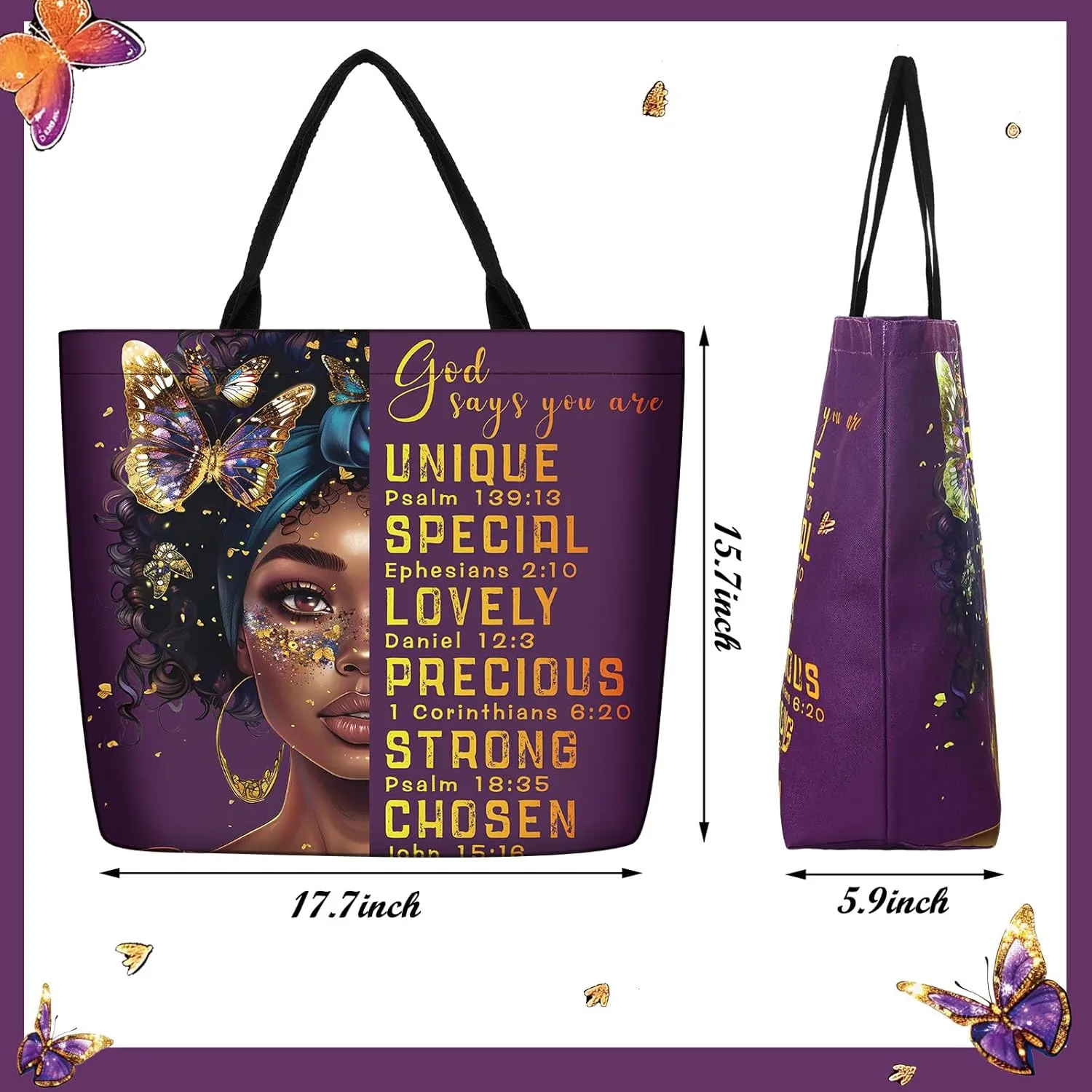 Silkfly 4 Pack African American Tote Bags for Women Large Shoulder Bag Black Girl Satchel Handbags Work Travel Beach