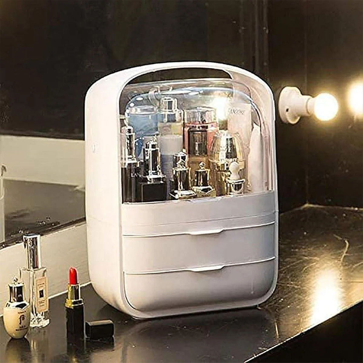 Simple Cosmetic Storage Box Large Capacity Desktop Dustproof Makeup Organizer