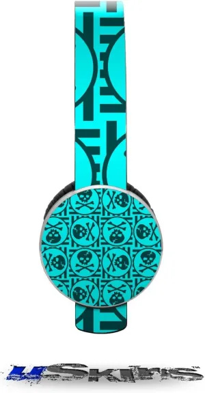 Skull Patch Pattern Blue Decal Style Skin (fits Sol Republic Tracks Headphones - HEADPHONES NOT INCLUDED)
