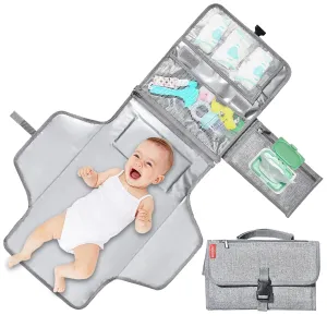 SKYROKU Diaper Changing Pad – Waterproof, Extra-Large, Memory Foam Pillow, Convenient Wet Wipes Bag, Easy to Carry, Portable for Travel – Ideal for Newborns & Infants