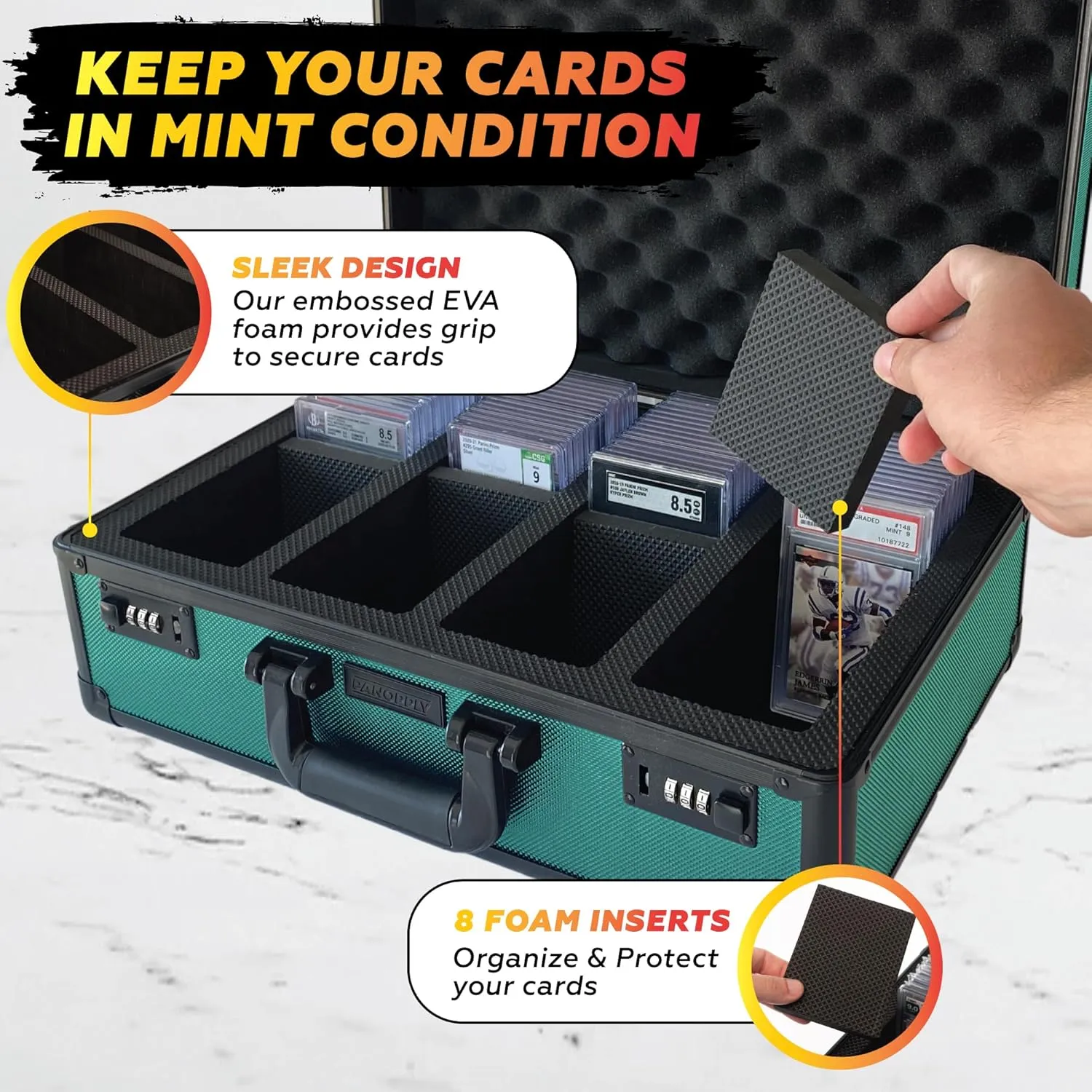 SLAB ARMOR FUSION 160  4 Row Psa Graded Card Storage Box Graded Card Case Psa Slab Case for Baseball Card Cases for Sports Cards Storage (GREEN)
