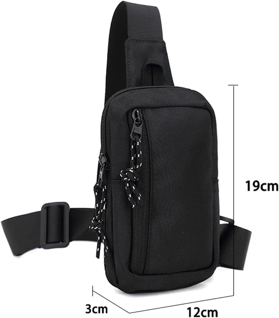 Small Crossbody Sling Bag for Men & Women - Travel Daypack Shoulder Bag for Outdoor Hiking, Ski, Workout, Running, Black