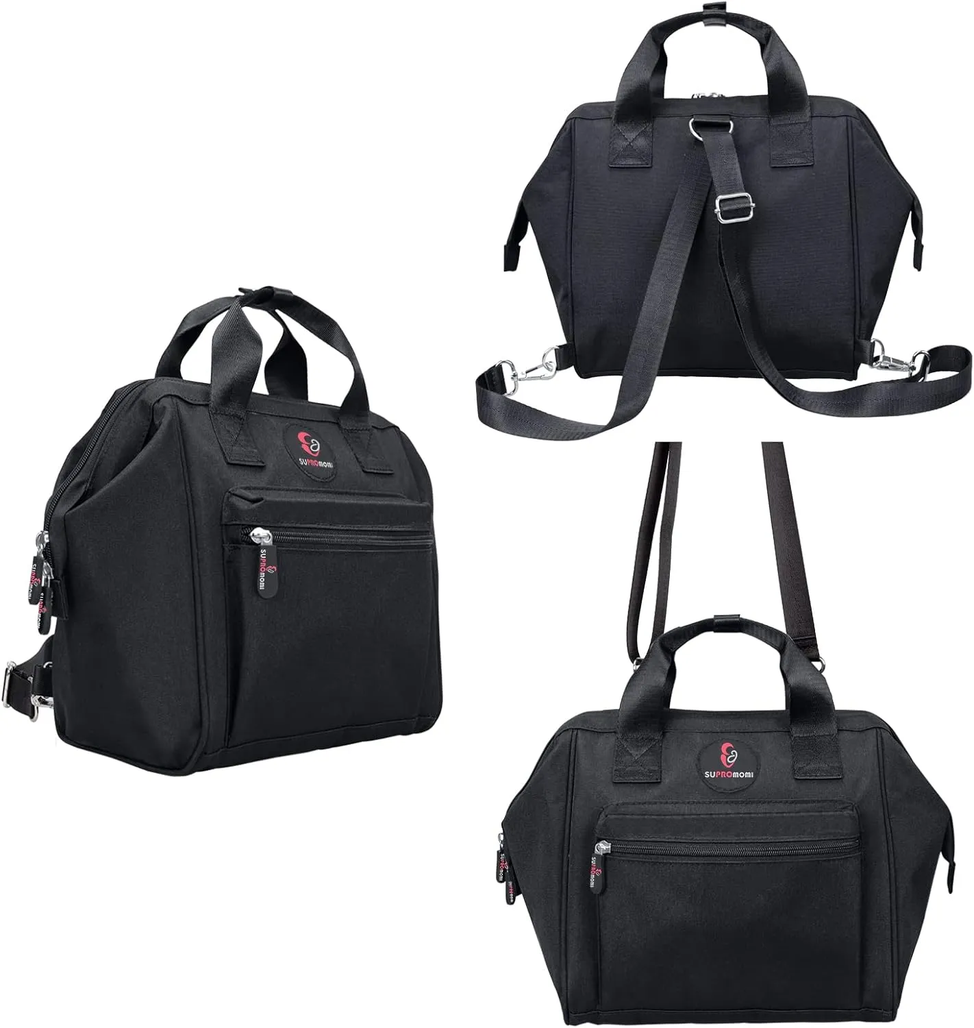 Small Diaper Bag Backpack: Mini Tote Diaper Bags, Cute Crossbody Nappy Bag for Mommy on Travel,Simple Practical Mommy Bag Black