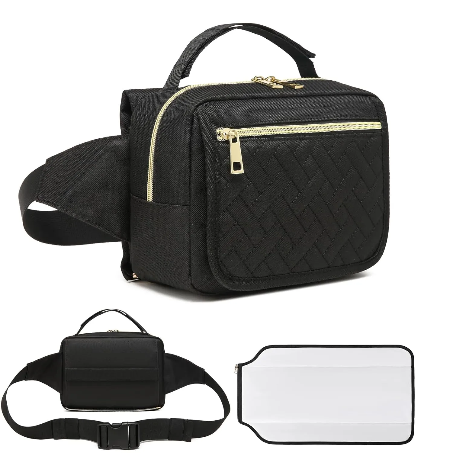 Small Diaper Bag with Portable Changing Pad,Crossbody Diaper Bag Pack with Wipes Pocket,Mini Diaper Bag Fanny Pack for Baby Travel Black
