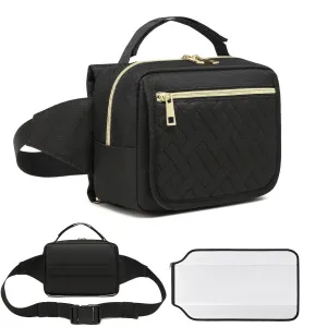 Small Diaper Bag with Portable Changing Pad,Crossbody Diaper Bag Pack with Wipes Pocket,Mini Diaper Bag Fanny Pack for Baby Travel Black