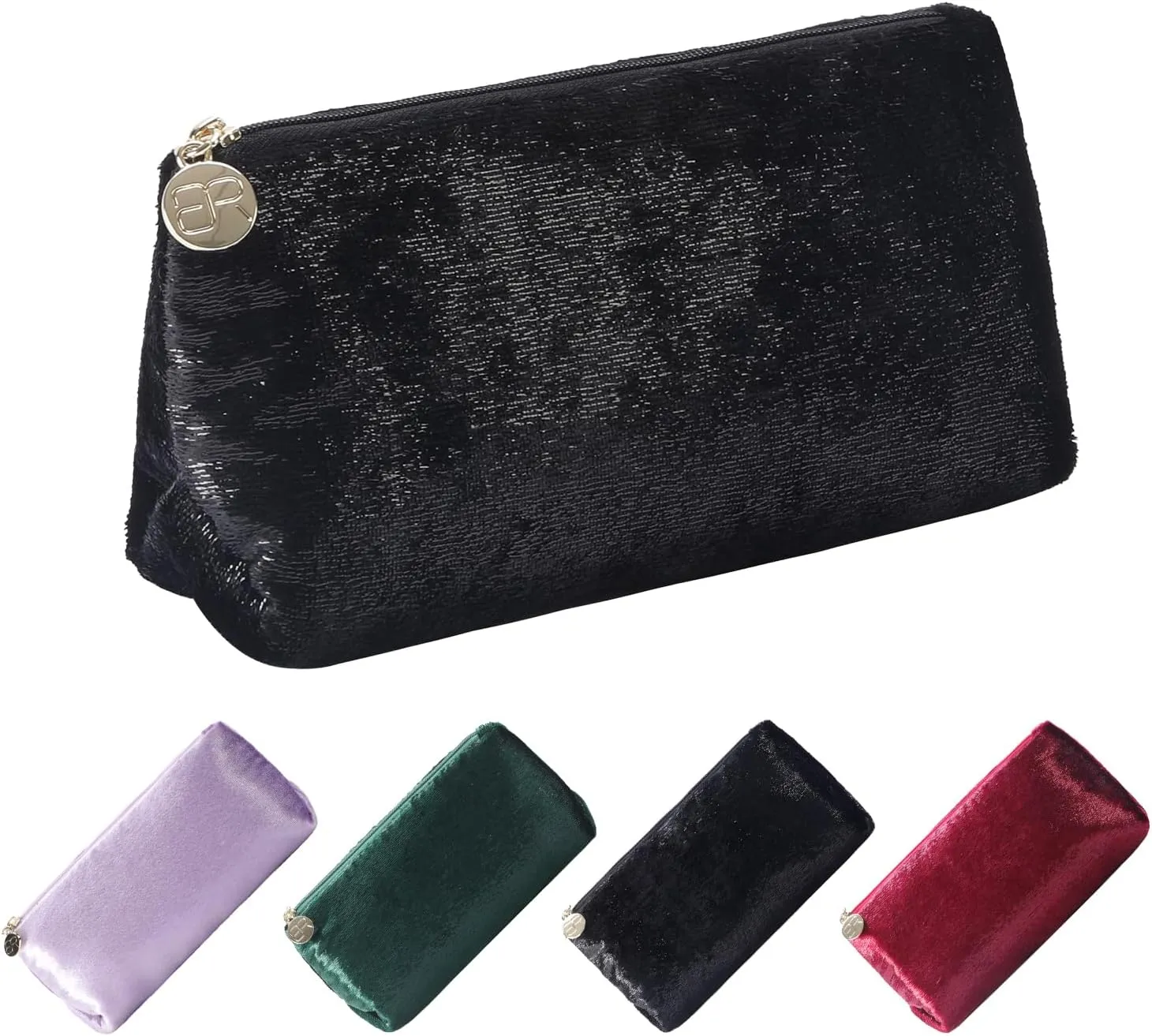 Small Makeup Bag for Purse，Black Cosmetic Travel Bag for Women, Cute Make Up Pouch for Accessories