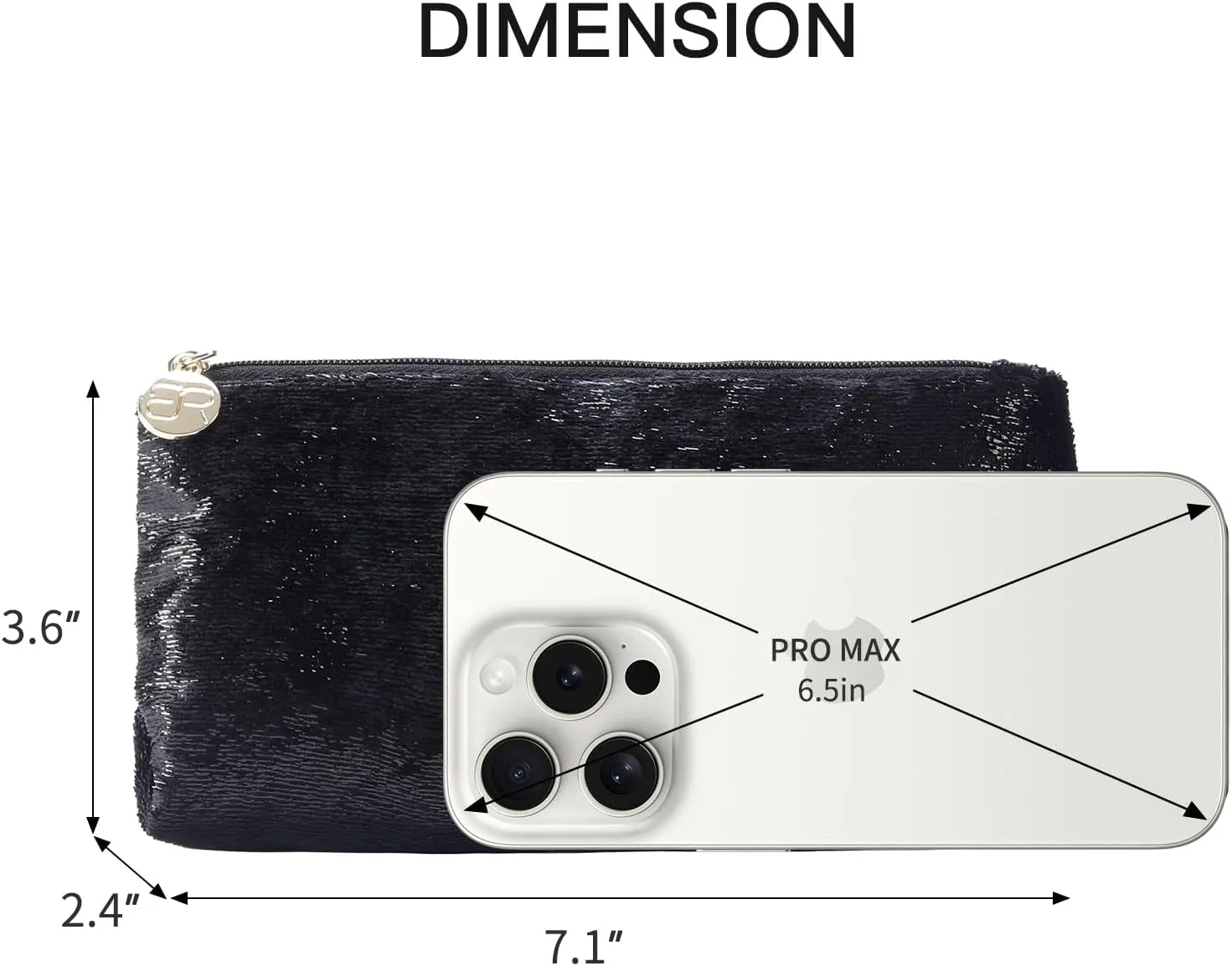 Small Makeup Bag for Purse，Black Cosmetic Travel Bag for Women, Cute Make Up Pouch for Accessories
