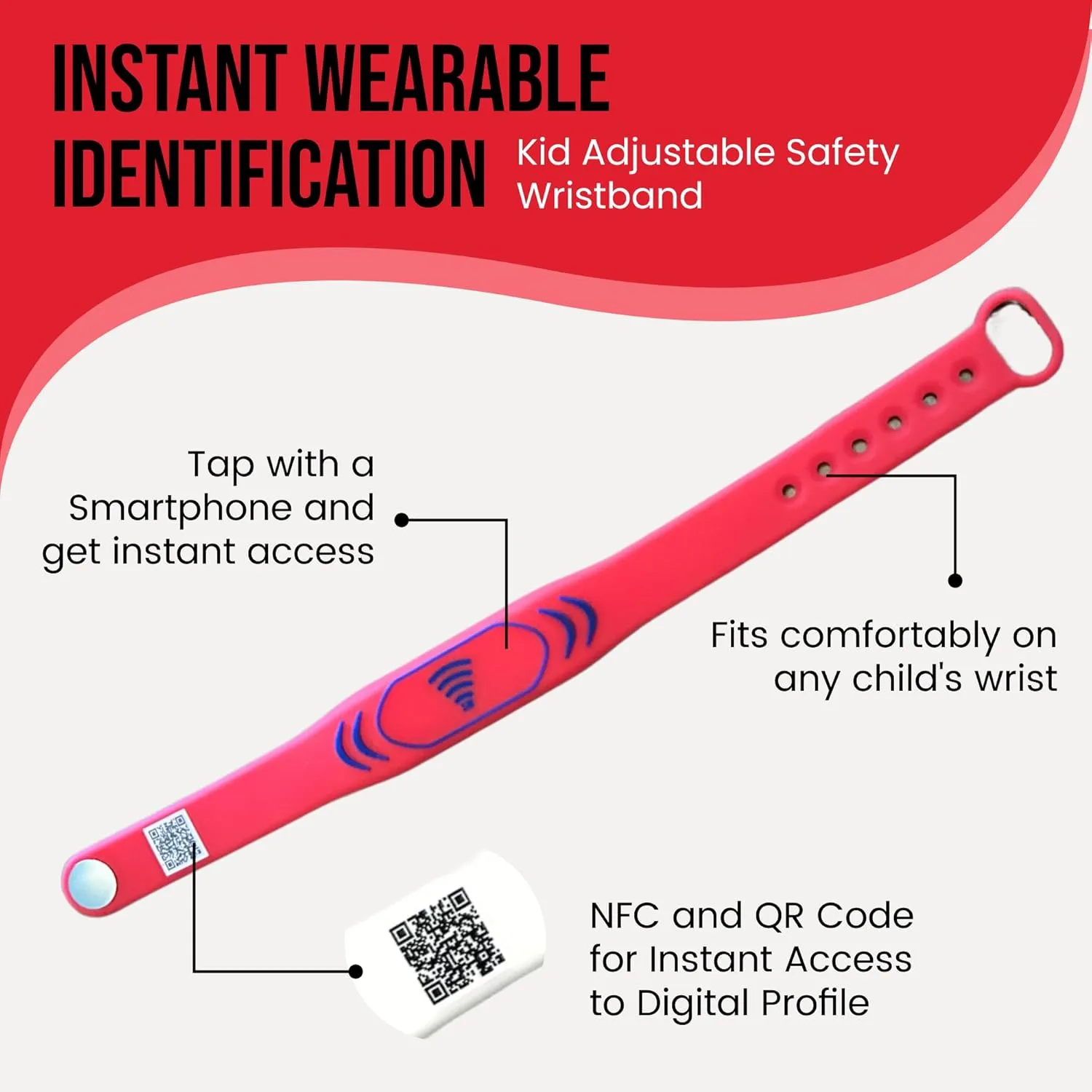 Smart Bands for Kids if Lost, Child Safety ID Wristband, NFC Bracelet for Children, Smart Medical ID Band, Lost Kids ID Bracelet, Disney Essentials for Kids, QR Identification