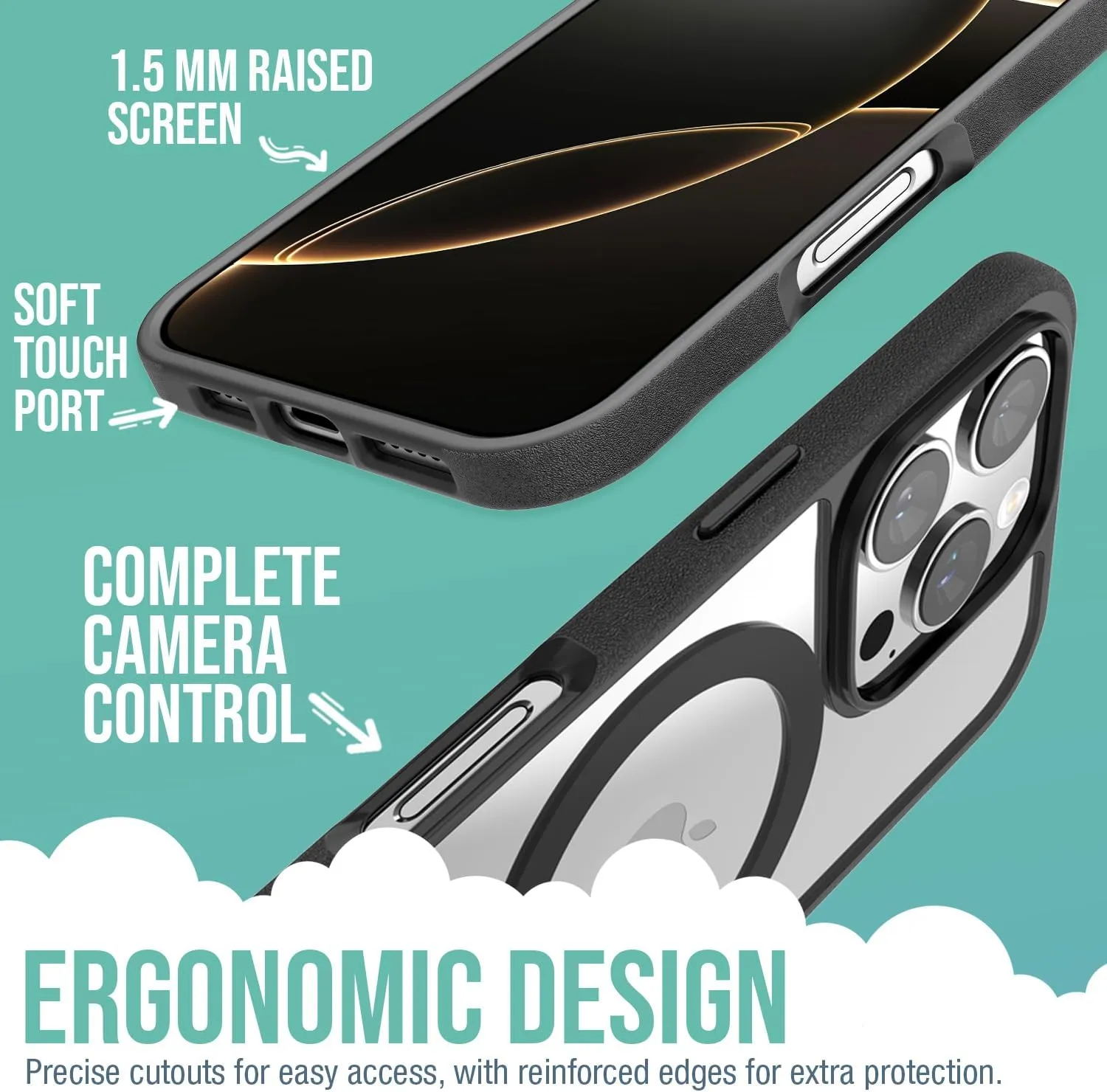 Smartish® iPhone 16 Pro Magnetic Case - Gripmunk Compatible with MagSafe [Lightweight   Protective] Slim & Thin Grip Cover with Microfiber Lining for Apple iPhone 16 Pro - Clearly Black