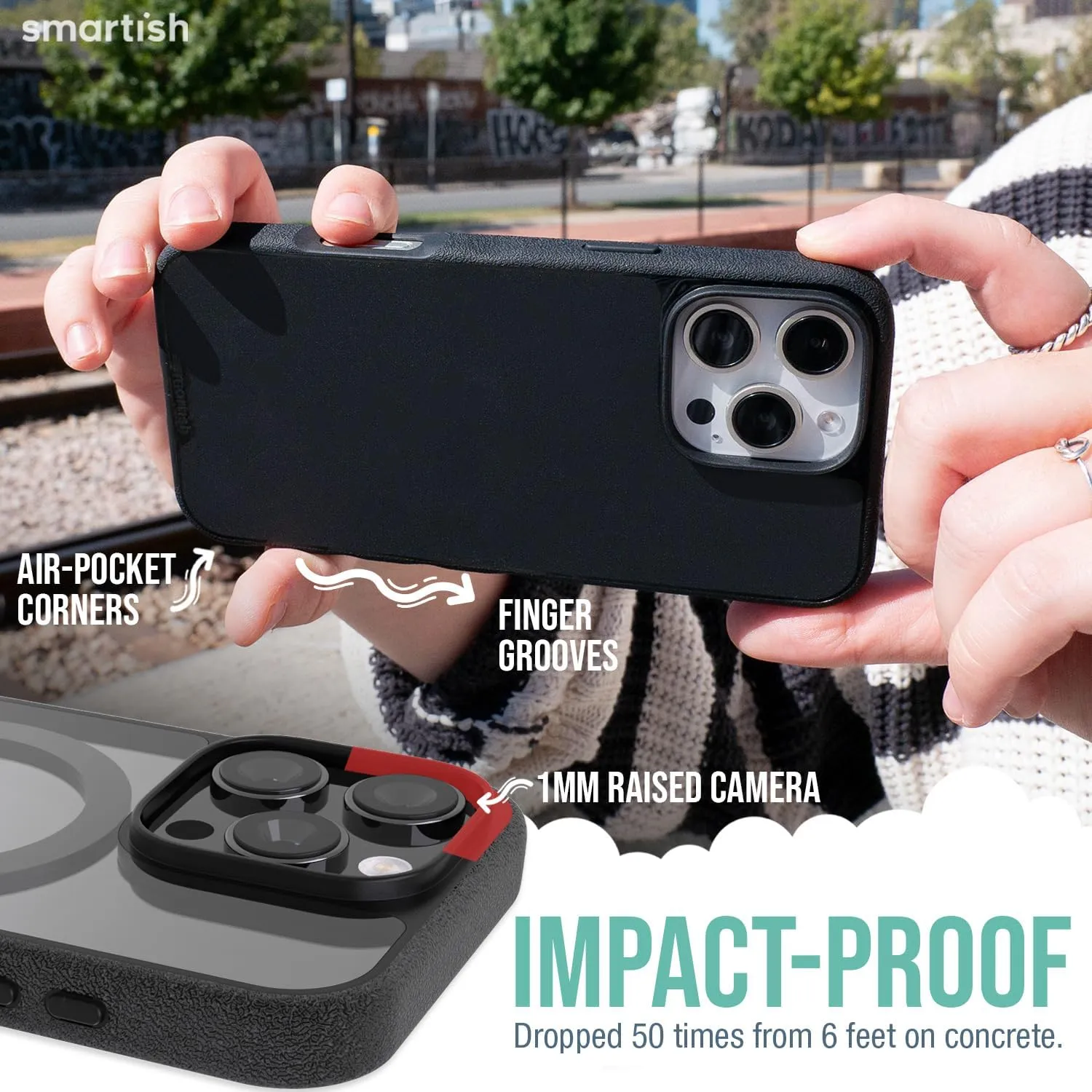 Smartish® iPhone 16 Pro Magnetic Case - Gripmunk Compatible with MagSafe [Lightweight   Protective] Slim & Thin Grip Cover with Microfiber Lining for Apple iPhone 16 Pro - Clearly Black
